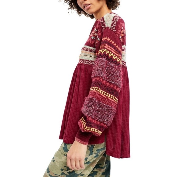 [Free People] Cabin Fever Pomegranate Sweater - Picture 6 of 12